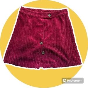 Glamour Giddy Up Mini Skirt Pink Corduroy Velvet Small